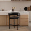 Onda Contemporary Vegan Leather Metal Counter Stool in Black | Tabouret de comptoir contemporain Onda en cuir vegetalien et metal, coloris noir
