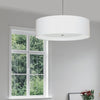Dainolite Helena 4 Light Pendant 30" Dia Polished Chrome Finish White Shade White Diffuser Lamp|Luminaire suspendu Helena de Dainolite de 30 po de diamètre avec abat-jour blanc qui diffuse la lumière, fini chromé poli et 4 ampoules
