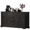 Ryan 55" Adjustable Storage Buffet Cabinet With Door Shelves And Coffee Bar Station - Black | Buffet De Rangement Ajustable Ryan 55" Avec Etageres A Portes Et Station Café - Noir