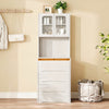 Emily 3-in-1 Vanity Table Set with LED Mirror and Storage,White Mirror Cabinet  | Emily Ensemble de coiffeuse 3-en-1 avec miroir LED et rangement, Blanc