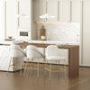 Gracie Modern Metal Upholstered Counter Stool in White and Gold - Set of 3 | Tabouret de comptoir moderne en metal et tissu Gracie, blanc et or - Lot de 3
