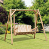 Outsunny 6.5' Outdoor Loveseat 2 Person Wood Porch Swing Natural Wood|Causeuse D'exterieur Outsunny De 6,5 Pi Pour 2 Personnes Balancoire De Jardin En Bois Massif Naturel