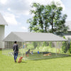 PawHut Large Dog Kennel with Roof and Safety Lockable Latch, Heavy-Duty Galvanized Steel Dog Run Chain Link w/ Waterproof UV-Resistant Cover, 19.7' x 19.7' x 8.9'
