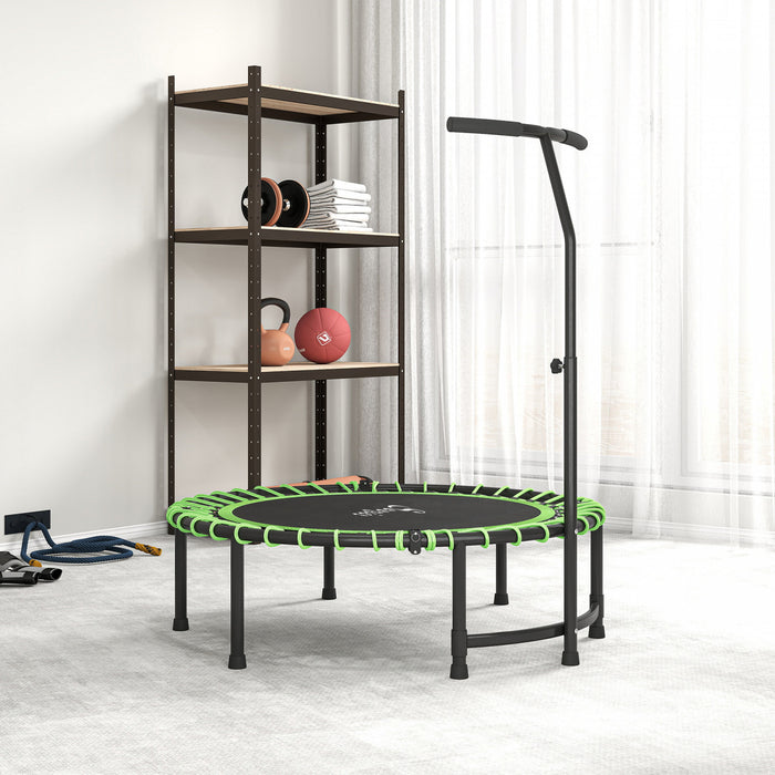 Soozier 45\" Mini Trampoline for Adults, Foldable Fitness Exercise Rebounder with Adjustable Handle, Exercise Trampoline for Indoor Exercise Workout, Max Load 330 lbs, Green