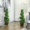 HOMCOM Set of 2 Artificial Plants Topiary Spiral Boxwood Trees in Pot