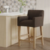 Gabrielle 26" Seat Height Counter Stool With Upholstered Fabric And Solid Wood Legs - Brown | Tabouret De Comptoir Gabrielle Hauteur D’assise 66 cm – Tissu Rembourre Et Pieds En Bois Massif - Brun