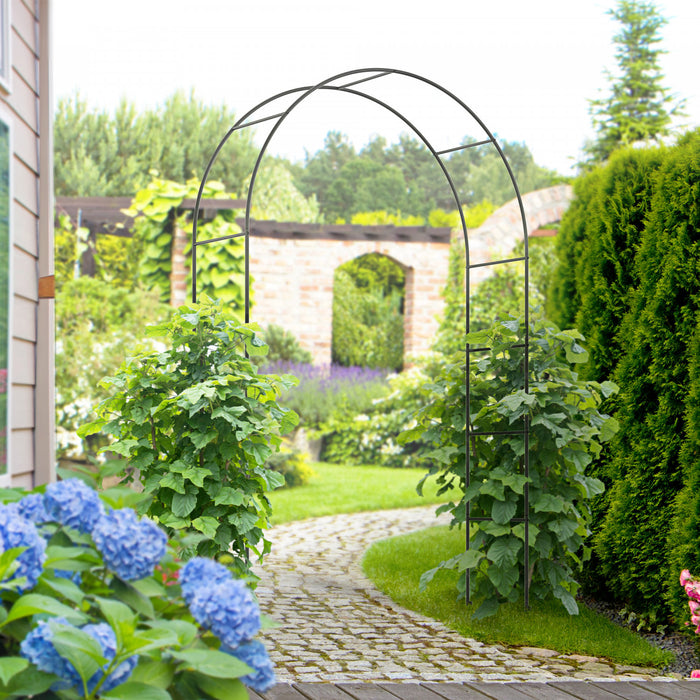 Outsunny 7.9ft Garden Arch Trellis, Metal Arch For Climbing Plants