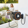 Outsunny Retractable Garden Hose Reel, 1/2" x 59ft Wall Mounted Hose Reel with 12-Pattern Nozzles, Auto Retraction, Self-Locking, Slow Return System, 180° Swivel Bracket