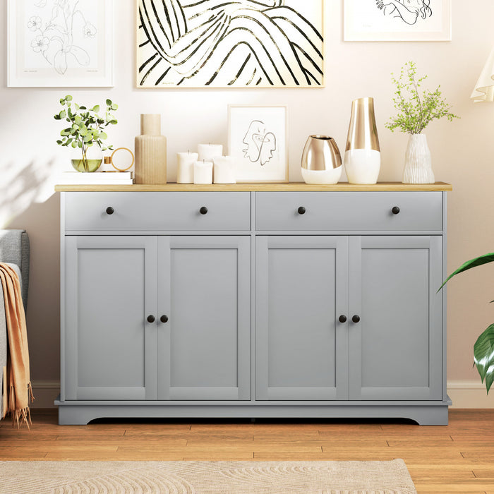 HOMCOM Sideboard Cabinet with Storage Drawers Adjustable Shelves Grey