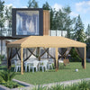 Outsunny 10'x20' Pop Up Canopy Tent With 6 Removable Mesh Sidewalls Beige|Outsunny Auvent 10'x20' Avec 6 Filets En Maille Sur Parois Laterales, Beige