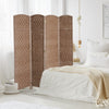 Homcom Double Hinged Woven Wicker Room Divider And Privacy Screens|Homcom Separateur De Piece En Osier Tisse A 4 Panneaux 6ft