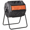 Outsunny Outdoor Dual Chamber 360° Rotating Composter 43 Gallon Orange|Outsunny Composteur Exterieur Rotatif A 360°, 43 Gallons, Gris Et Orange