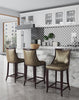 Emperor Traditional Wood Upholstered Barstool in Bronze - Set of 3 | Tabouret de bar en bois traditionnel Emperor avec assise rembourree, bronze - Lot de 3