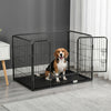 PawHut 4 Panels Dog Playpen, Heavy Duty Dog Fence, 28" H Portable Pet Playpen with Door Double Locking Latches, No Leaking Tray for Indoor Outdoor Backyard Garden, Grey