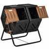 Outsunny 34.5 Gallon Composter, Dual Chamber Compost Bin, Brown|Outsunny Bac A Compost A Double Chambre De 34,5 Gallons Avec Pieds En Acier