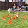 PawHut Dog Agility Hurdle Cone Set, Adjustable Obstacle Course Equipment with 6 Cones & 6 Poles, Portable Canine Agility Training Set with Carry Bag, Orange