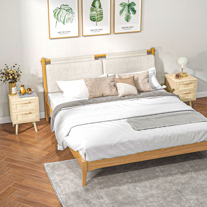 HOMCOM Boho Design Nightstand Set of 2 with 2 Drawers for Living Room