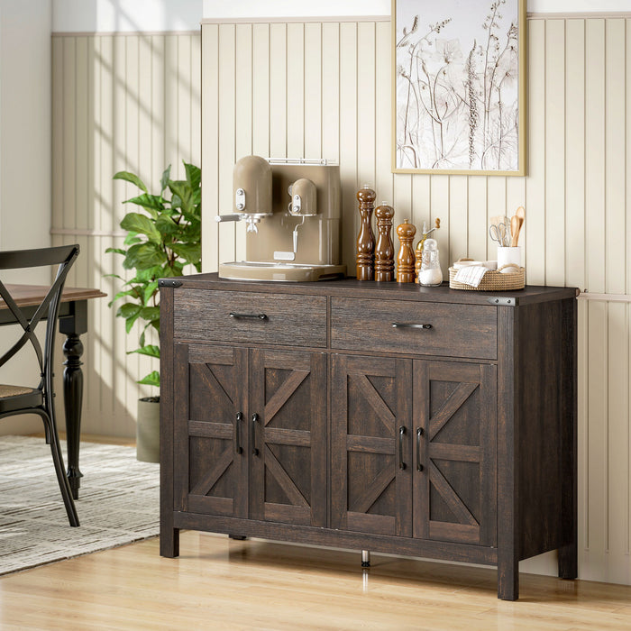HOMCOM Sideboard Buffet Cabinet w/ Drawers and Shelves, Farmhouse Sideboard