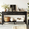 Emma 59.1'' Farmhouse Entryway Table with Drawers and Open Shelf,Black Sofa Table  | Table d'entree Emma 59,1'' de style ferme avec tiroirs et etagere ouverte, noire