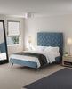 Crosby Modern Upholstered Velvet Full Bed in Blue | Lit double moderne Crosby en velours bleu capitonne