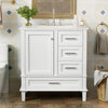 Jonas 24" Solid Wood Bathroom Vanity Cabinet With Storage Drawers And Door - White | Jonas Meuble-lavabo De Salle De Bain 24" En Bois Massif Avec Tiroirs Et Porte De Rangement - Blanc