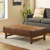 Harrison Large Ottoman Coffee Table with Faux Leather and Storage Function - Brown | Grande Table Basse Ottoman Harrison en Similicuir avec Fonction de Rangement - Marron