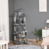 Pawhut 67inch Cat Tree With Scratching Post, Cat Condo Tower With Cat House, Toy, Perch, Grey|Pawhut Arbre A Chat Multi-niveaux De 67 Pouces Centre D'activites Tour De Poste Pour Condo Meubles P