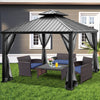 Costway 12ft X 10ft Hardtop Gazebo 2-tier Outdoor Galvanized Steel Canopy Grey