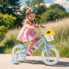 Costway 14" Kid's Bike With Removable Training Wheels & Basket For 3-5 Years Old Blue