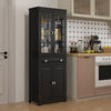 HOMCOM 63" Kitchen Pantry Storage Cabinet w/Adjustable Shelves Glass Door