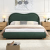 Olivia Upholstered Platform Bed Frame with Curved Headboard,Queen Size,Green Queen Bed | Olivia Cadre de lit plateforme rembourre avec tete de lit incurvee, taille Queen, vert