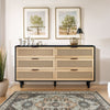 59" Mila Modern 6 Drawer Rattan Storage Cabinet with Engineered Wood Frame - Black | Meuble de rangement moderne Mila a 6 tiroirs en rotin avec structure en bois manufacture, noir, 150 cm