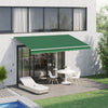Outsunny Retractable Awning Manual Sun Shade Shelter Green|Outsunny 12' X 10' Auvent Retractable Manuel Pare-soleil Abri Exterieur Patio Fenetre Pont Abri Exte