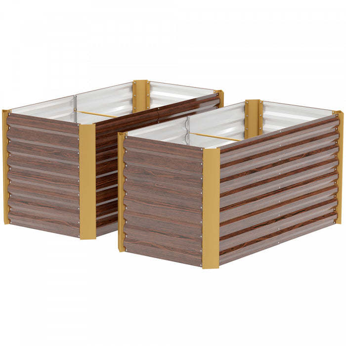 Outsunny Set of 2 Raised Garden Bed, Planter Box, Distressed Dark Brown