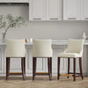 Shubert Modern Wood Upholstered Counter Stool in Ivory - Set of 3 | Tabouret de comptoir moderne en bois avec assise rembourree Shubert, ivoire - Lot de 3