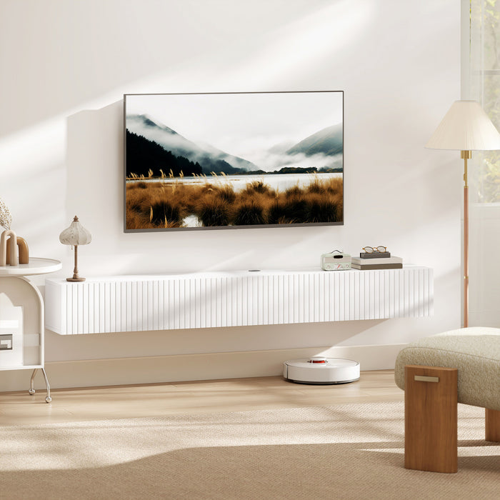 HOMCOM 71\" Floating TV Stand for TVs up to 72 Inch, White