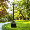 Outsunny 3-head LED Solar Light Lamp Street Light Post With Planter, Solar-powered Lamp Post, Black|Outsunny Lampadaire Solaire A 3 Tetes LED Avec Jardiniere, Piles Applicables Incluses, Noir