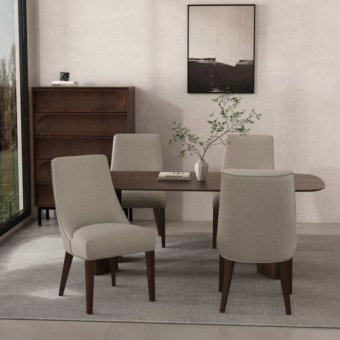 Beever Modern Chenille Wood Dining Chair in Taupe - Set of 4