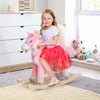 Qaba Kids Plush Rocking Horse Child Ride On Toy Rocker With Realistic Sounds Pink|Qaba Kids Cheval A Bascule En Peluche Jouet A Bascule Pour Enfant Avec Sons Realistes Rose