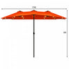 Costway 15Ft Patio Double-Sided LED Market Umbrella Crank Solar Powered Orange