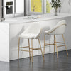 Gracie Modern Metal Upholstered Barstool in White and Gold - Set of 2 | Tabouret de bar moderne en metal Gracie avec revetement, blanc et or - Lot de 2