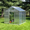Outsunny 6' X 6' X 6.4' Walk-in Garden Greenhouse Polycarbonate Panels Plants Flower Growth Shed Col|Outsunny Kit De Serre 6'x6'x6.4' Serre De Jardin Panneaux De Polycarbonate Abri Pour Croissance Des