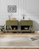 Dumbo Modern 20" Fluted Nightstand in Olive Green (1-Drawer) - Set of 2 | Table de nuit moderne Dumbo 20" cannelee en vert olive (1 tiroir) - Lot de 2