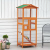 Pawhut 65" Bird Cage Wooden Bird Cage Stand With Two Doors, Ladder And Pull Out Tray For Finches, Orange
