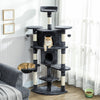 PawHut Cat Tree, 62" Multi-Level Cat Tower with Scratching Posts, 2 Condos, Hammock, Perches, Plush, Pompoms, for Indoor Kittens Playing, Resting, Sleeping, Dark Grey