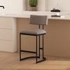 Juno Contemporary Modern Vegan Leather Metal Counter Stool in Taupe | Tabouret de comptoir contemporain moderne Juno en cuir vegetalien et metal, coloris taupe