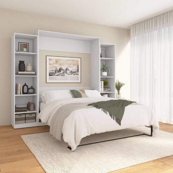 Bestar Claremont 10-Shelf Queen Murphy Bed - White