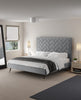 Crosby Modern Upholstered Velvet King Bed in Gray | Lit king moderne Crosby en velours gris capitonne
