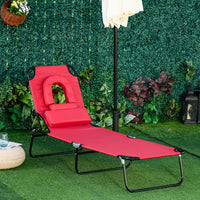 Outsunny Adjustable Outdoor Lounge Chair, Red