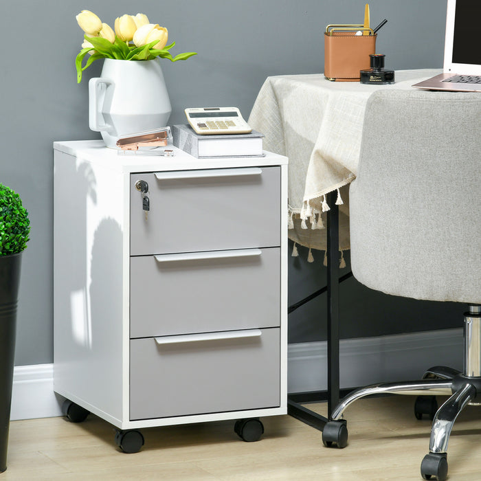 Homcom Lockable Filing Cabinet With 3 Drawers